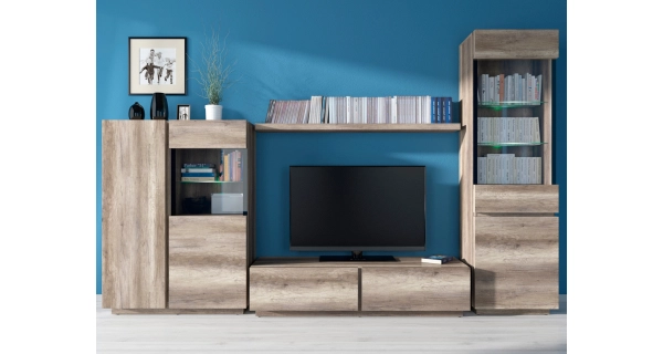 DOMUYO vitrína úzká, dub monument, 5 let záruka