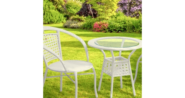 DONŽON, zahradní ratanový set 1+2, bílá