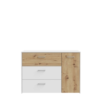 DRAMI komoda, bílá/dub artisan, 5 let záruka