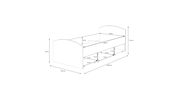 DRAMI postel 90x200 cm, dub artisan/bílá, 5 let záruka