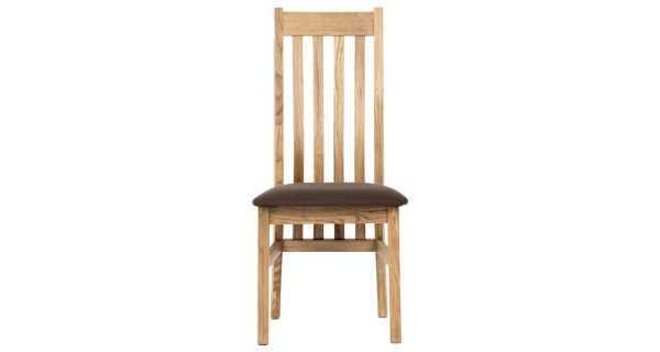 Dřevěná jídelní židle CENLAN, hnědá látka, masiv dub