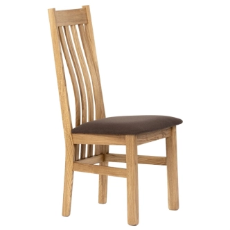 Dřevěná jídelní židle CENLAN, hnědá látka, masiv dub