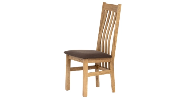 Dřevěná jídelní židle CENLAN, hnědá látka, masiv dub