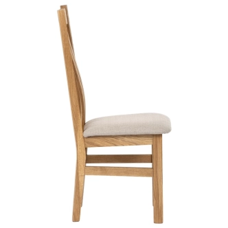 Dřevěná jídelní židle CENLAN, krémově béžová látka, masiv dub