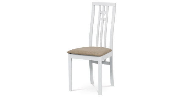 Dřevěná židle JARED, bílá/potah béžový