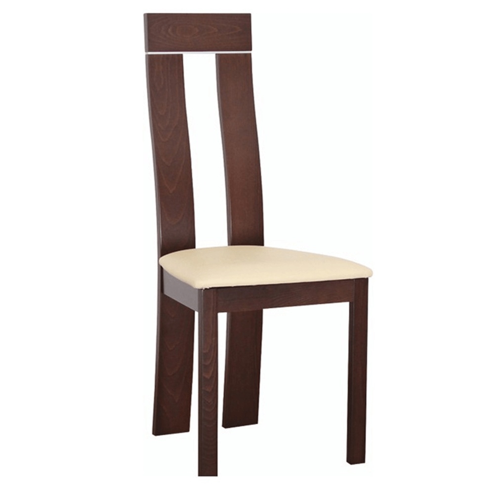 Levně Dřevěná jídelní židle BLUD, ořech/ekokůže béžová