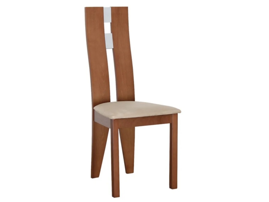 Levně Dřevěná jídelní židle BABEK, třešeň/látka béžová