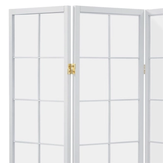 Dřevěný čtyřdílný paraván ELMORROS, masiv smrk, bílý