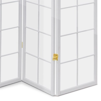 Dřevěný čtyřdílný paraván ELMORROS, masiv smrk, bílý