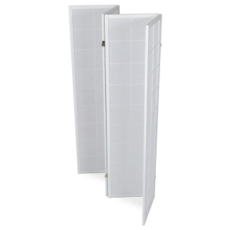 Dřevěný čtyřdílný paraván ELMORROS, masiv smrk, bílý