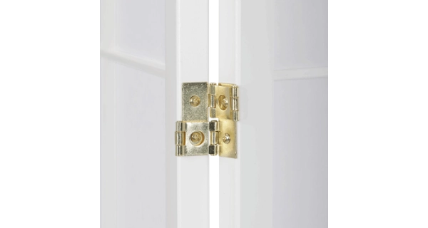 Dřevěný čtyřdílný paraván ELMORROS, masiv smrk, bílý