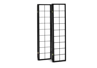 Dřevěný čtyřdílný paraván ELMORROS, masiv smrk, černý