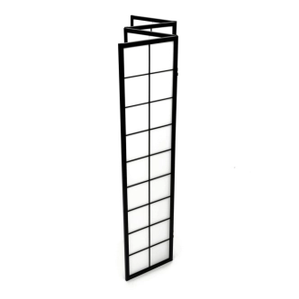 Dřevěný čtyřdílný paraván ELMORROS, masiv smrk, černý