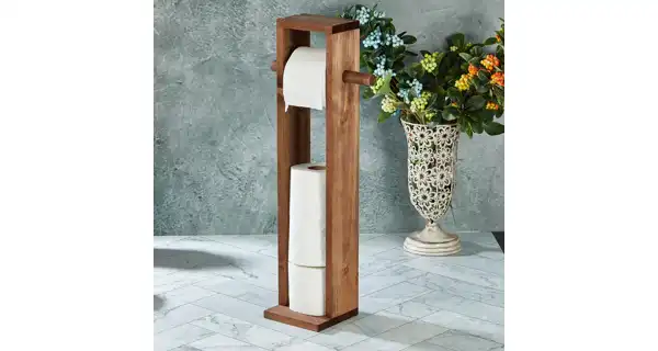 Dřevěný držák na toaletní papír, 61 x 14 x 8 cm