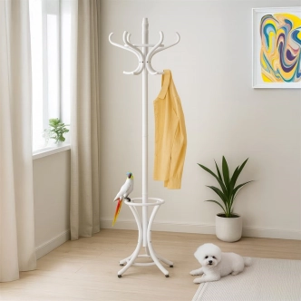 Dřevěný stojanový věšák ALIANZA, bílý lak