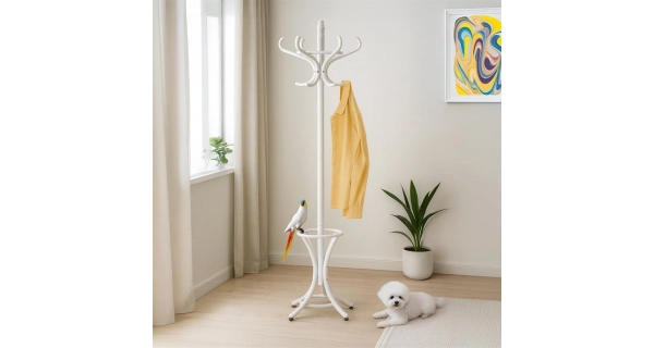 Dřevěný stojanový věšák ALIANZA, bílý lak