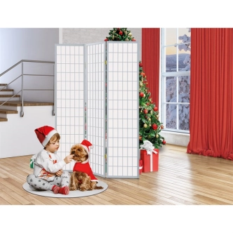 Dřevěný třídílný paraván CANXERAR, masiv smrk, bílý