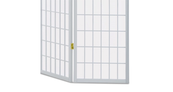 Dřevěný třídílný paraván CANXERAR, masiv smrk, bílý