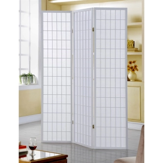 Dřevěný třídílný paraván CANXERAR, masiv smrk, bílý