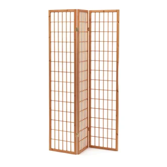 Dřevěný třídílný paraván CANXERAR, masiv smrk, přírodní