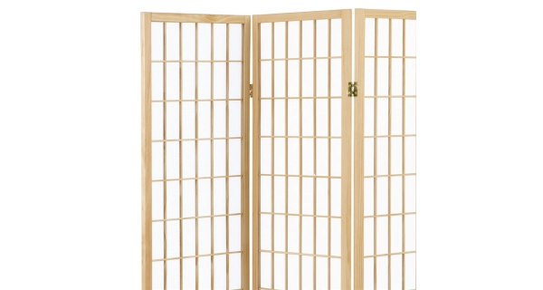 Dřevěný třídílný paraván CANXERAR, masiv smrk, přírodní