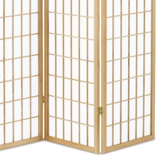 Dřevěný třídílný paraván CANXERAR, masiv smrk, přírodní