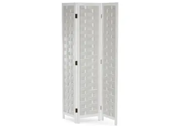 Dřevěný třídílný paraván ELELHAL, masiv smrk, bílý