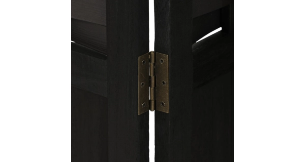 Dřevěný třídílný paraván QUINQUIN, masiv smrk, černý