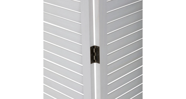 Dřevěný třídílný paraván ULHALWEL, masiv smrk, bílý