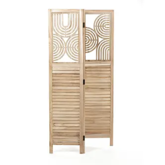 Dřevěný třídílný paraván ULHALWEL, masiv smrk, přírodní odstín