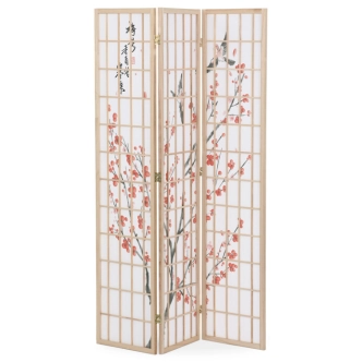 Dřevěný třídílný paraván WELCANFEN, masiv smrk, přírodní odstín