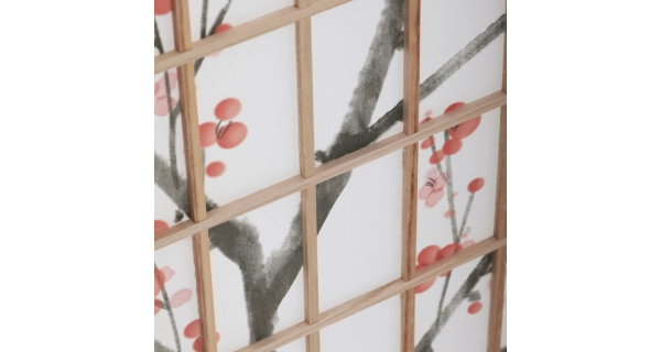 Dřevěný třídílný paraván WELCANFEN, masiv smrk, přírodní odstín