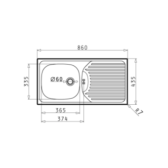 Dřez LATHAM 86x43,5 cm