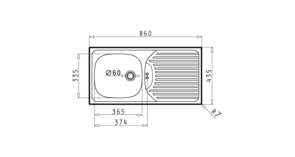 Dřez LATHAM 86x43,5 cm
