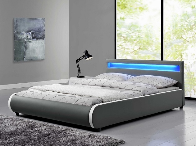 EULEM čalouněná postel s roštem 180x200 cm, šedá
