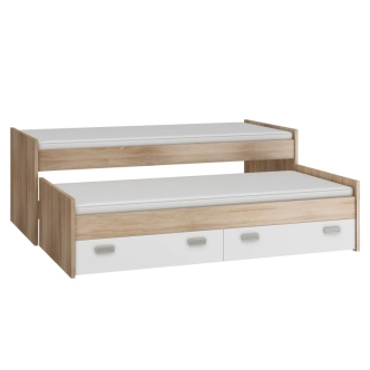 Dvojpostel NELLORE bez roštu, dub sonoma/světle modrá/modrá, 5 let záruka