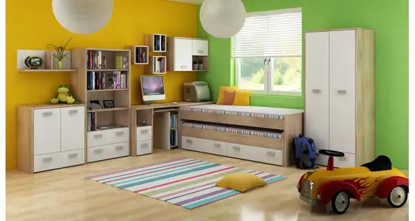 Dvojpostel NELLORE s rošty, dub sonoma/bílá