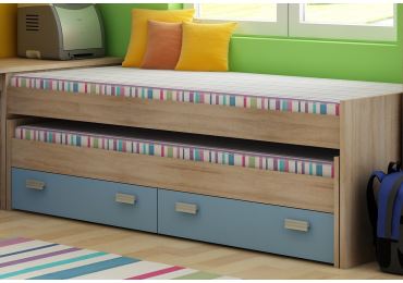 Dvojpostel NELLORE s rošty, dub sonoma/světle modrá/modrá