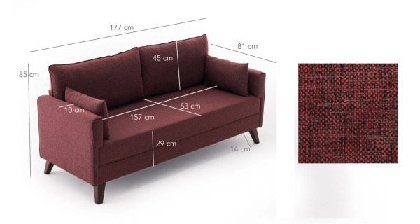 Dvojsedák AMARA, claret červená