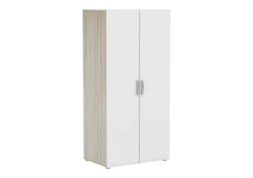 Dvoudvéřová šatní skříň PERK, bílá/dub shannon