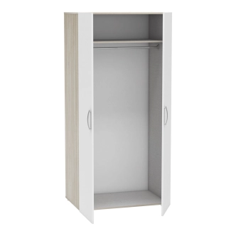 Dvoudvéřová šatní skříň PERK, bílá/dub shannon