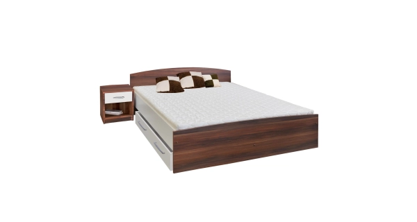 Dvoulůžko ALBAY 160x200 cm, lamino, ořech/bílá