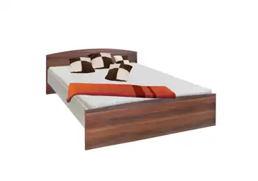 Dvoulůžko ALBAY, 180x200 cm, lamino, ořech/bílá