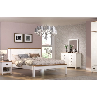 Dvoulůžko FEMI 160x200 cm, bílá/hnědá