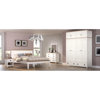 Dvoulůžko FEMI 180x200 cm, bílá/hnědá