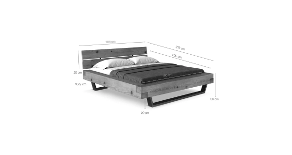 Dvoulůžko SIPA 180x200 cm, masiv smrk/kov