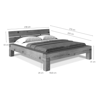 Dvoulůžko SIPA 200x200 cm, masiv smrk