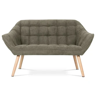 Dvoumístná pohovka MANGUSO, potah lanýžová látka, dřevěné nohy
