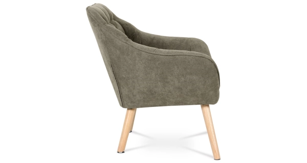 Dvoumístná pohovka MANGUSO, potah lanýžová látka, dřevěné nohy