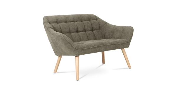 Dvoumístná pohovka MANGUSO, potah lanýžová látka, dřevěné nohy